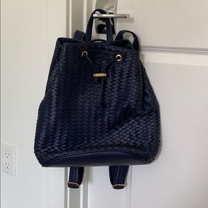 Navy faux leather backpack purse